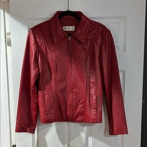 Jones New York Red Leather Women's Jacket Sz L